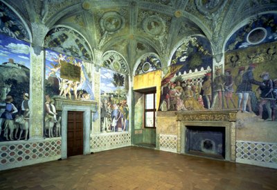 The Camera degli Sposi or Camera Picta with Scenes from the Court of Mantua, Showing the Marchese Ludovico Gonzaga III and His Wife Barbara of Brandenburg, Their Children, Courtiers and Animals by Andrea Mantegna